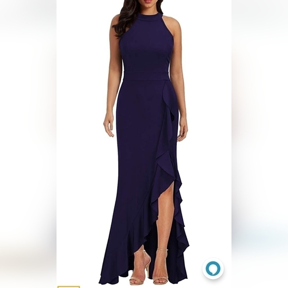 Dresses & Skirts - Women's High Neck Split Bodycon Mermaid Evening Cocktail Long Dress